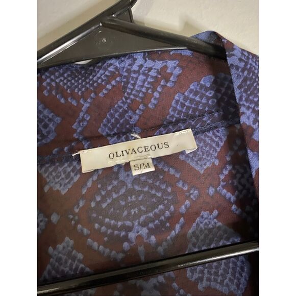 Olivaceous Snake Skin Open Front Long Sleeve Duster Kimono Cardigan S/M - Picture 3 of 6